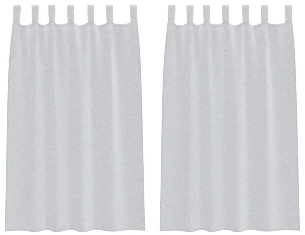 vidaXL Κουρτίνες με κουρτίνες 2 pcs Ανοιχτό γκρι 140x175cm Πολυεστέρας
