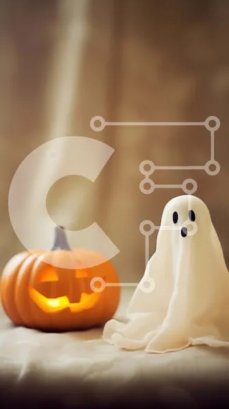 Intra Συλλεκτικό Ξύλινο Παζλ Plywood  4mm - Διακόσμηση Halloween Ghost με πορτοκαλί κολοκύθα Σε Ξύλινο Κουτί - Διαστάσεις Puzzle: 10x10 cm – 25 κομμάτια