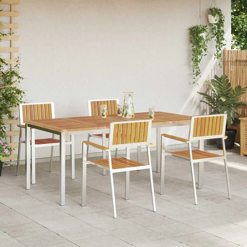 vidaXL Σέτ φαγητού για κήπο 5 pcs Καφέ Μασίφ ξύλο ακακίας