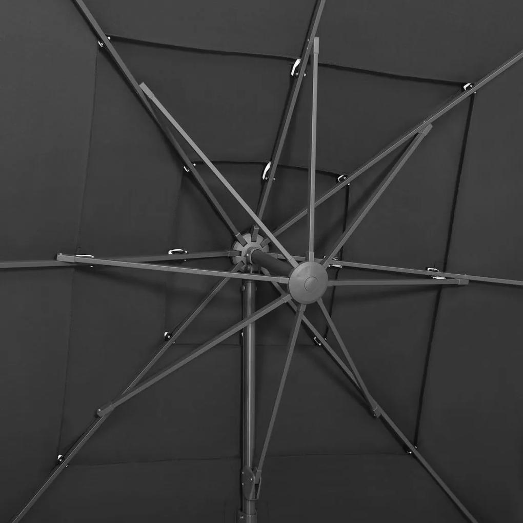 Ομπρέλα 4 Επιπέδων Ανθρακί 250 x 250 εκ. με Ιστό Αλουμινίου - Ανθρακί