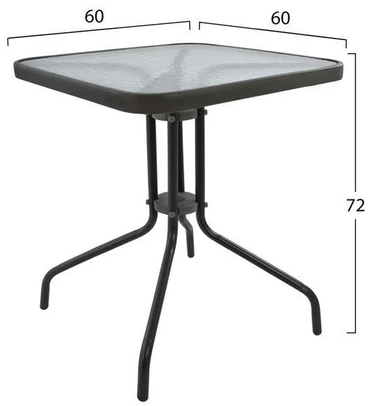 Σετ Κήπου Τραπεζαρία HM5179.01 3τεμ Γκρί Μεταλλικό με Τραπέζι 60x60x72 εκ. & 2 Καρέκλες