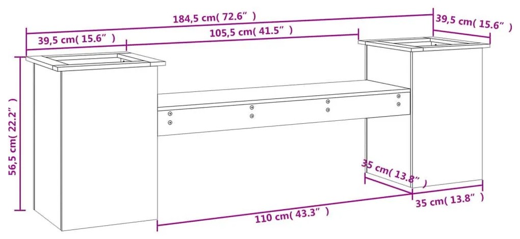 Ζαρντινιέρα Παγκάκι 184,5x39,5x56,5 εκ. από Μασίφ Ξύλο Douglas - Καφέ