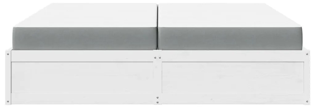 vidaXL Κρεβάτι με Στρώμα Λευκό 200x200 εκ Μασίφ Ξύλο Πεύκου