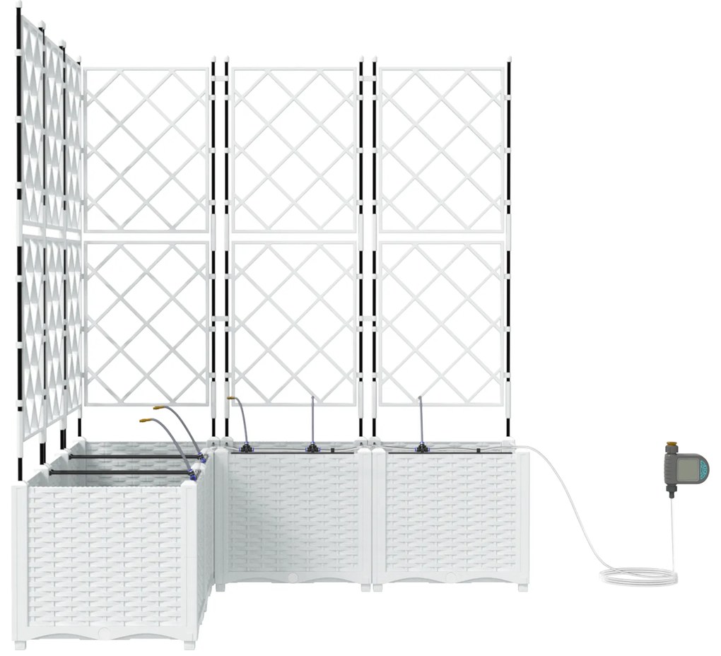 vidaXL Ζαρντινιέρες κήπου Καφασωτό Λευκό 120 x 120 x 142 cm Πλαστικό
