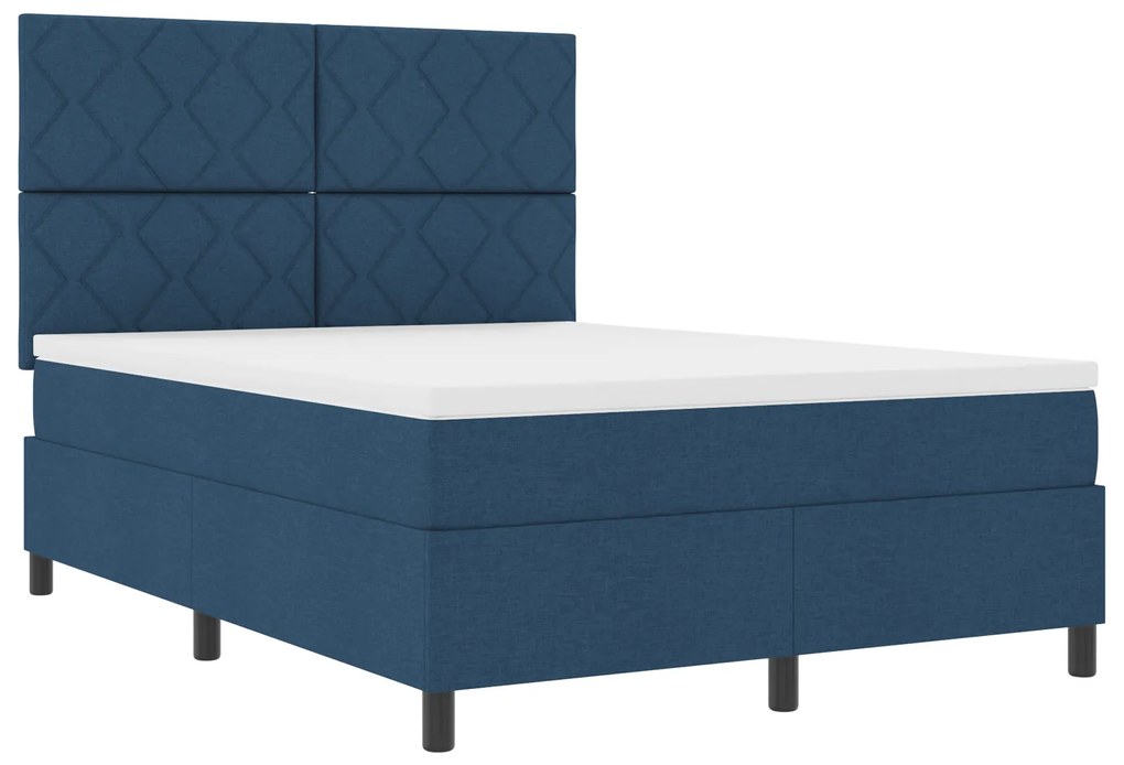 vidaXL Κρεβάτι Box Spring με Ματ Μπλε 140x200 εκ. Ύφασμα