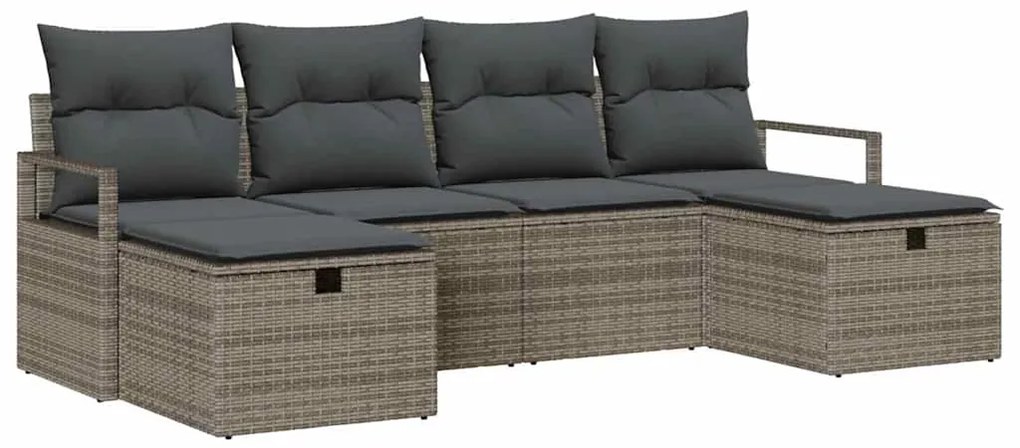 vidaXL Σετ Καναπέ Κήπου 6 pcs Γκρι 230 x 117 x 85 εκ. Πολυ ράταν