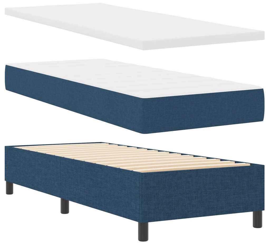 vidaXL Κρεβάτι Box Spring με Στρώμα σε Μπλε - 80x200 εκ. Υφασμάτινο