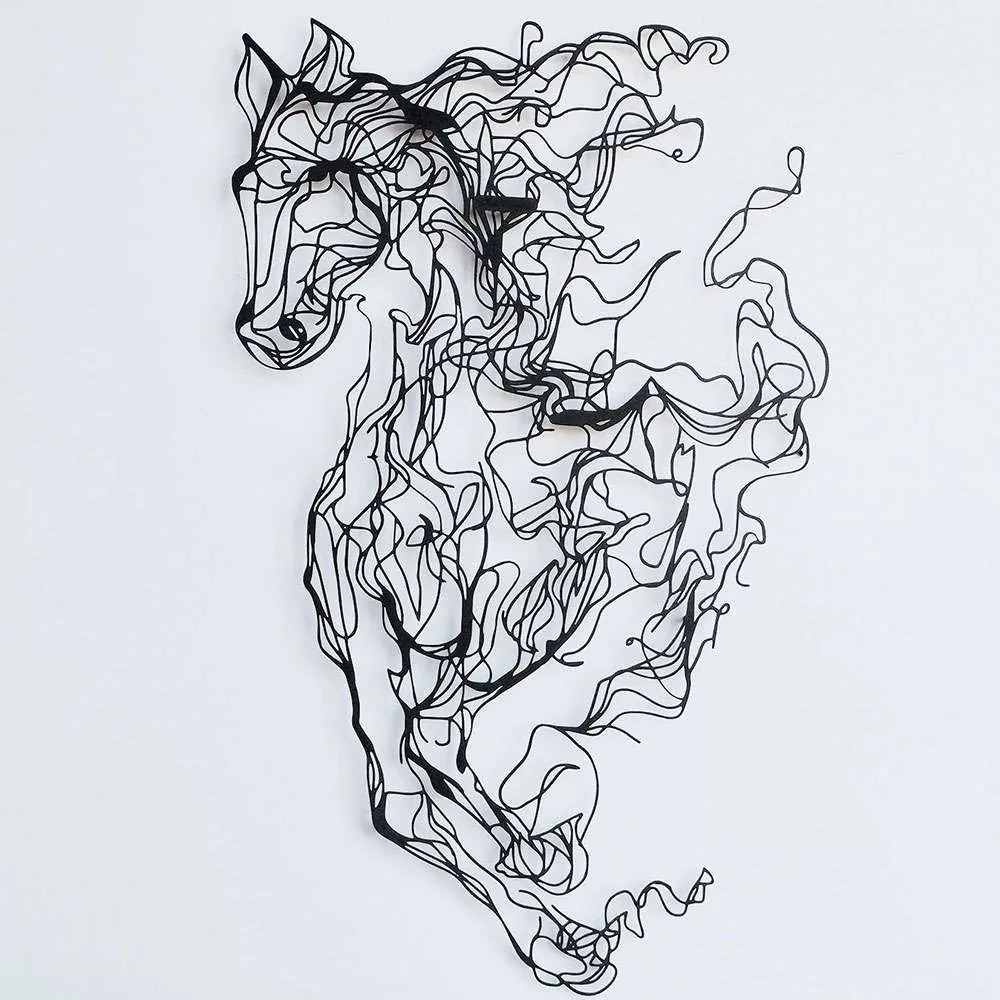 Διακοσμητικό Τοίχου Horse Line 507ATP1157 41x66cm Black Wallity Steel
