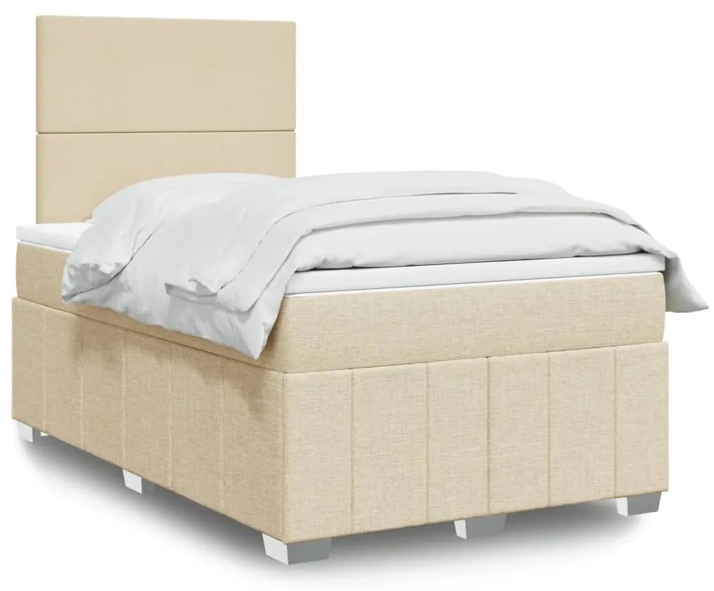 ΚΡΕΒΑΤΙ BOXSPRING ΜΕ ΣΤΡΩΜΑ ΚΡΕΜ 120X190 ΕΚ. ΥΦΑΣΜΑΤΙΝΟ 3291605