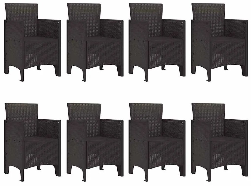 vidaXL Σέτ φαγητού για κήπο 9 pcs Καφέ Rattan Polt