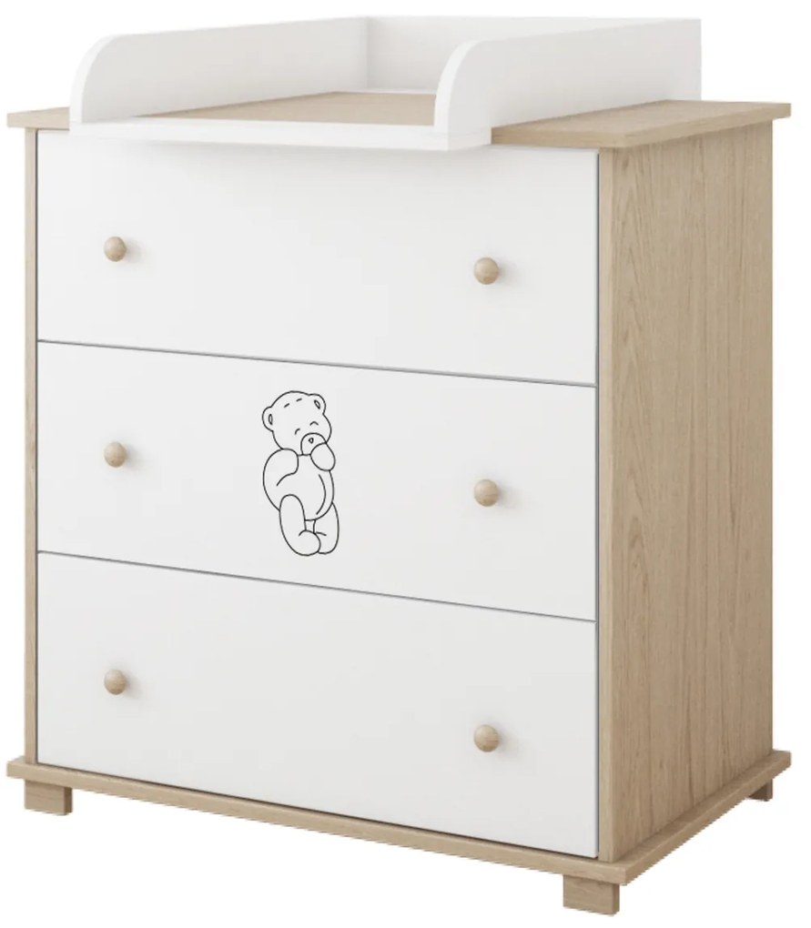 Συρταριέρα  με  Αλλαξιέρα   White + Oak Bear  83x48x87cm  BC20012 BabyCute