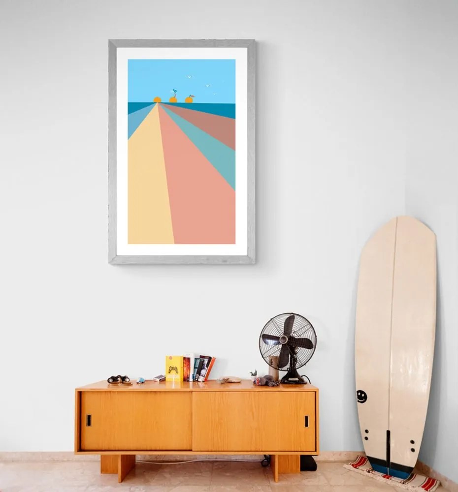Αφίσα με παρπαστού Χαρωπή πολύχρωμη παραλία - 20x30 white
