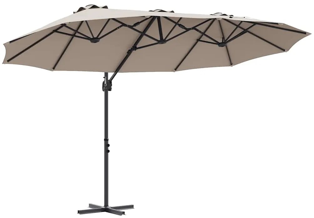 vidaXL Ομπρέλα κήπου τύπου καντίλας Taupe 372 x 198 x 243 εκ