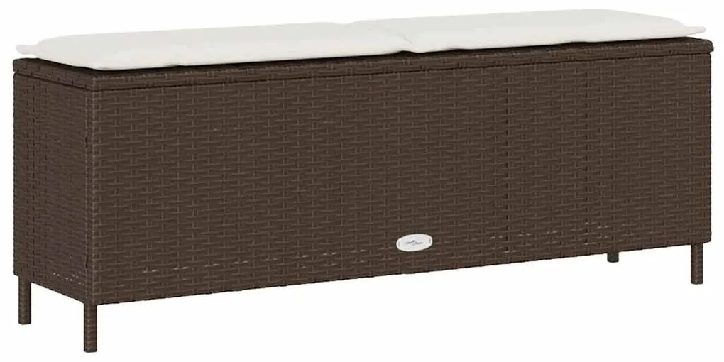 vidaXL Πάγκος κήπου με μαξιλάρι καφέ 110x30x40,5 cm Poly Rattan