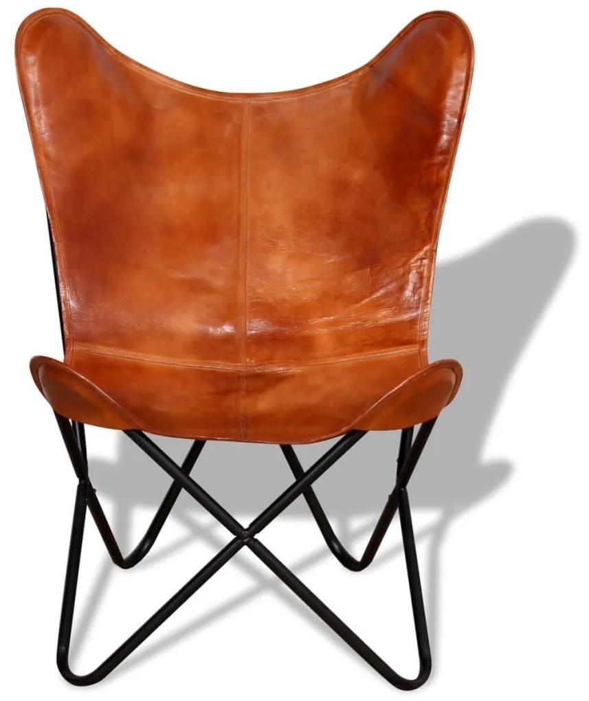 Καρέκλα Πεταλούδα Καφέ από Γνήσιο Δέρμα - Καφέ