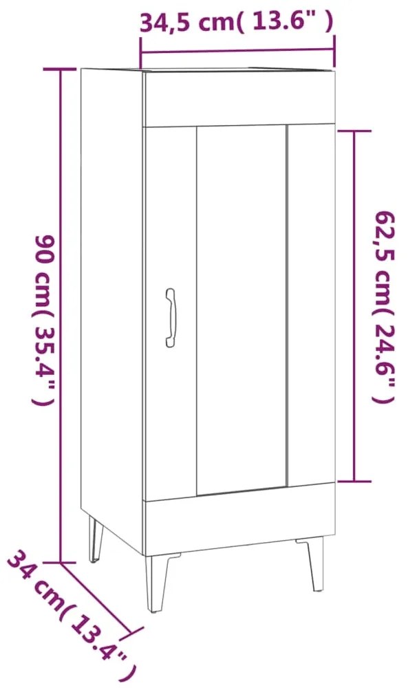 Ντουλάπι Καφέ Δρυς 34,5 x 34 x 90 εκ. Επεξεργασμένο Ξύλο - Καφέ