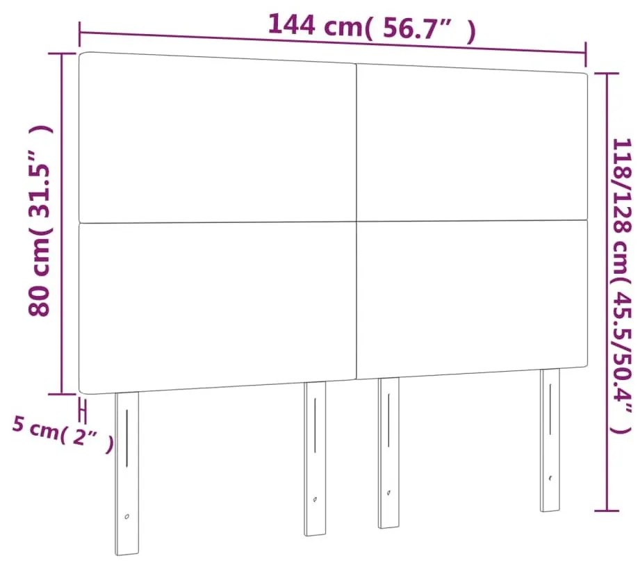 Κεφαλάρι Κρεβατιού LED Σκούρο Καφέ 144x5x118/128εκ. Υφασμάτινο - Καφέ