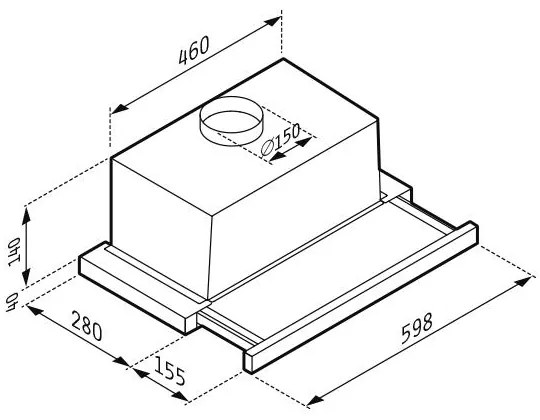 Απορροφητήρας Συρόμενος Pyramis Turbo Slim 60 εκ. 60x28x18 εκ.