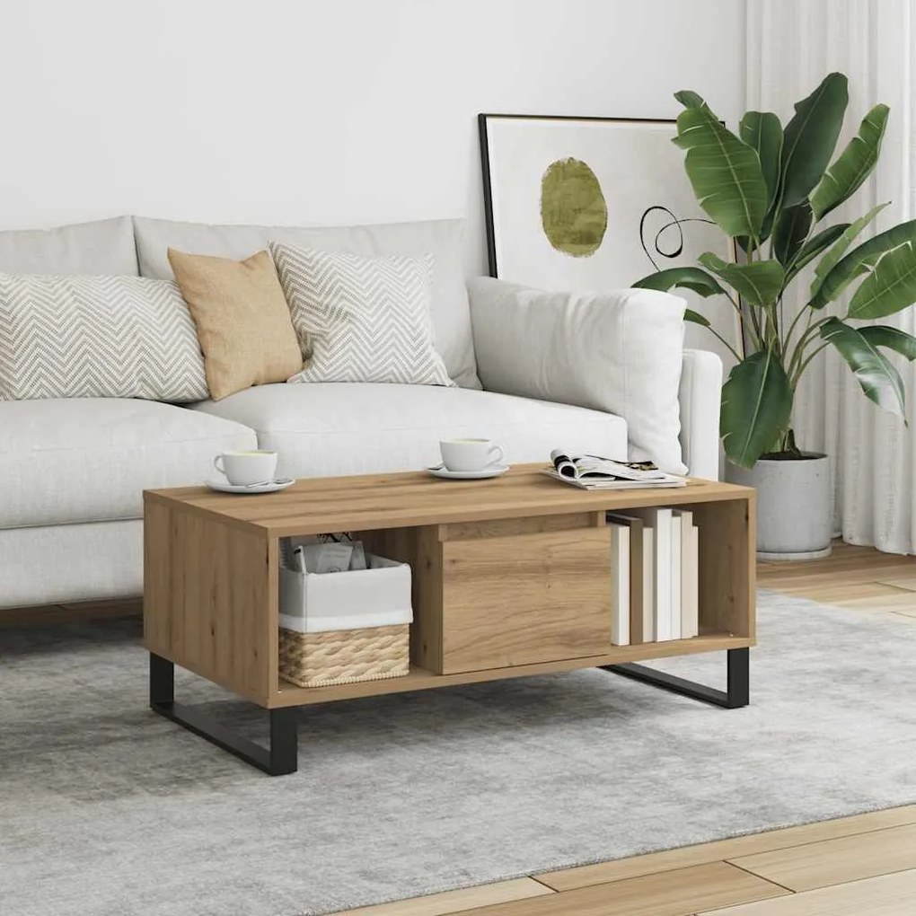 vidaXL Τραπεζάκι Σαλονιού Αρτισιανή Δρυς 90x50x36,5εκ Επεξεργασμ. Ξύλο