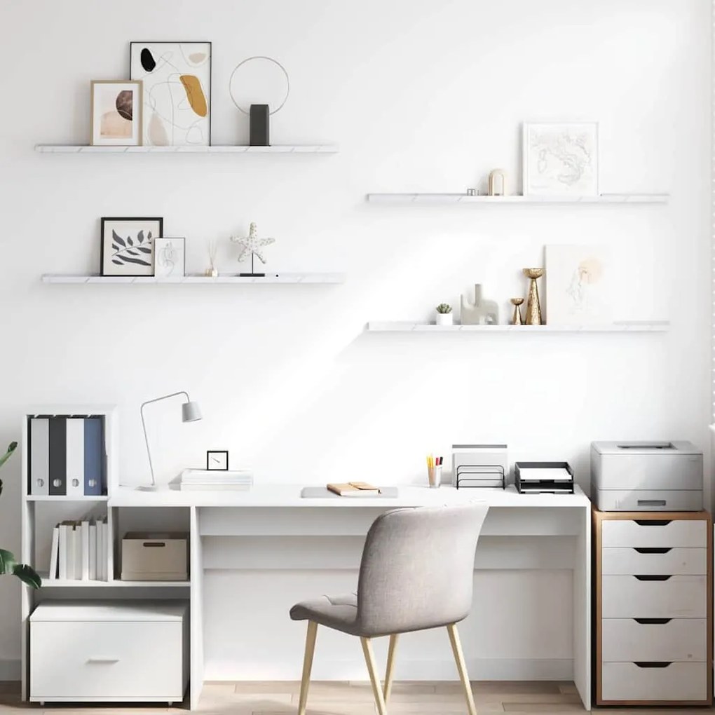 vidaXL Ράφι Τοίχου με ράφι 4 pcs Λευκό Μάρμαρο 115 x 9 x 3 cm