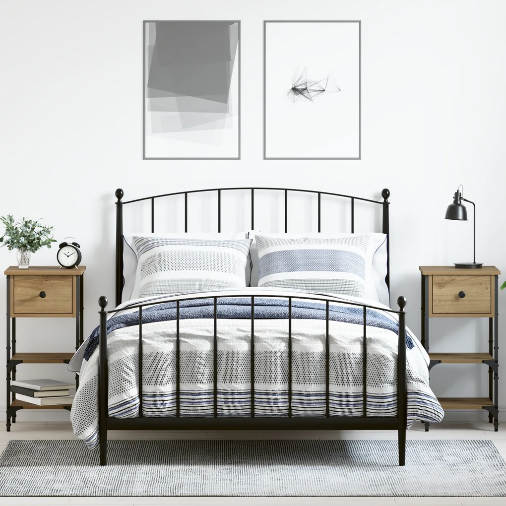 vidaXL Κομοδίνα 2 τεμαχίων Χειροποίητο Δρυς 34x36x70 εκ. Επεξεργασμένο Ξύλο