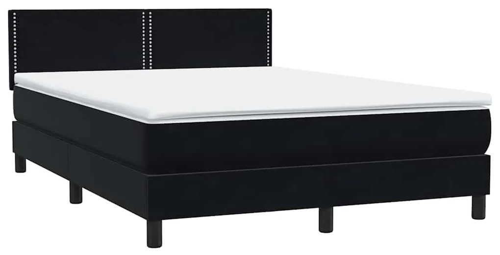 vidaXL Box Spring Κρεβάτι με στρώμα Μαύρο 140x220 cm Βελούδινο