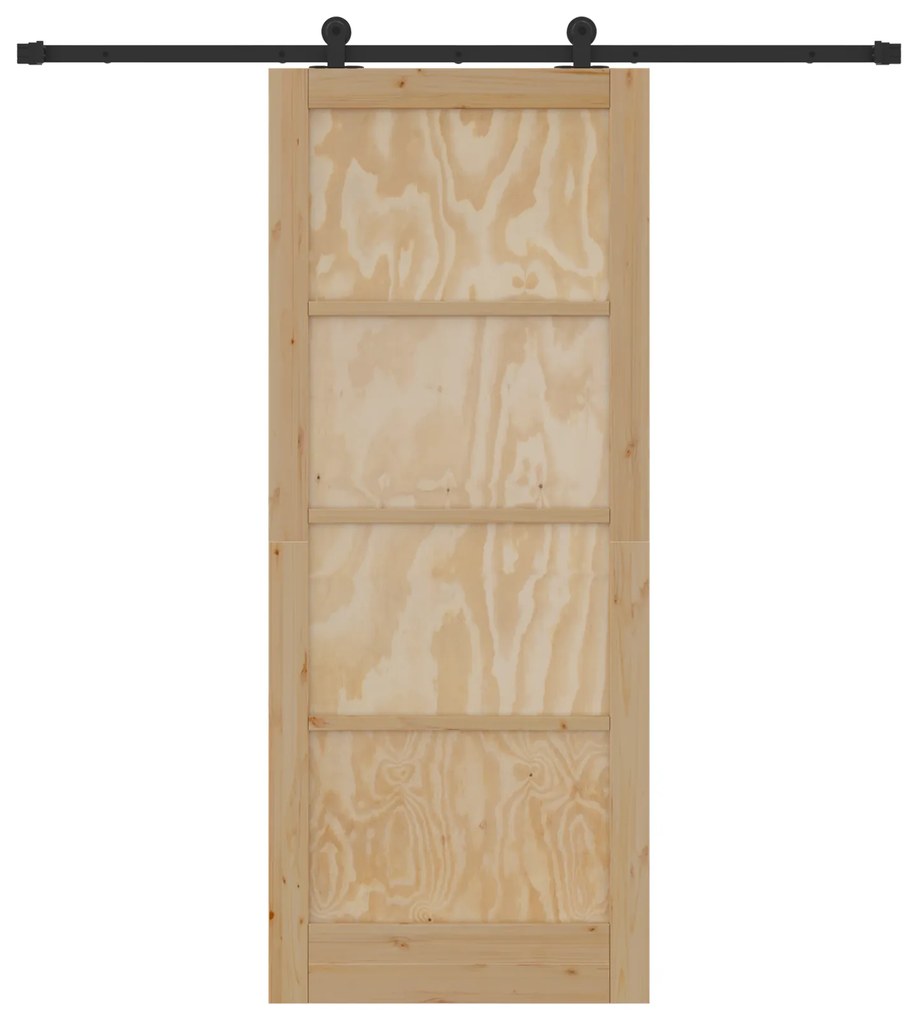 vidaXL Συρόμενη Πόρτα με Σετ Εξαρτημάτων 86x211 cm Συμπαγές Ξύλο Πεύκο
