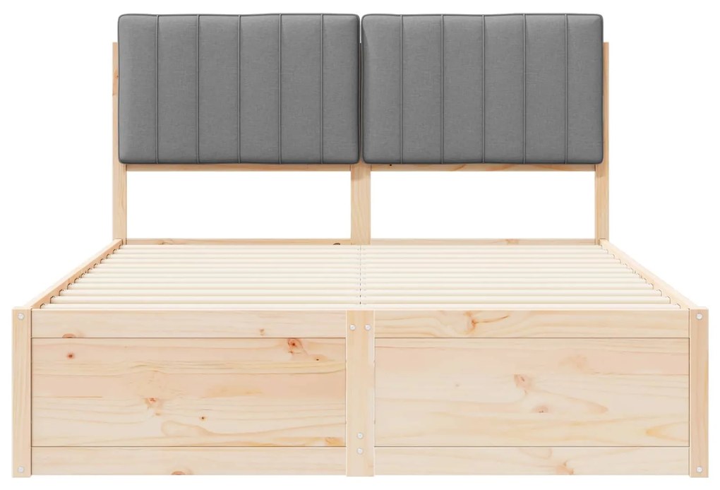 vidaXL Σκελετός Κρεβατιού με Επενδεδυμένο Κεφαλάρι Ανοιχτό γκρι