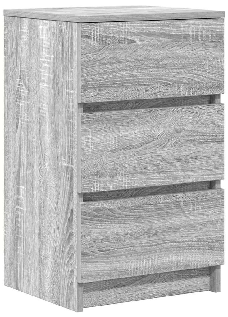 Κομοδίνα με 3 συρτάρια 2 τεμάχια Γκρι Sonoma 39x35x65 εκ. - Γκρι