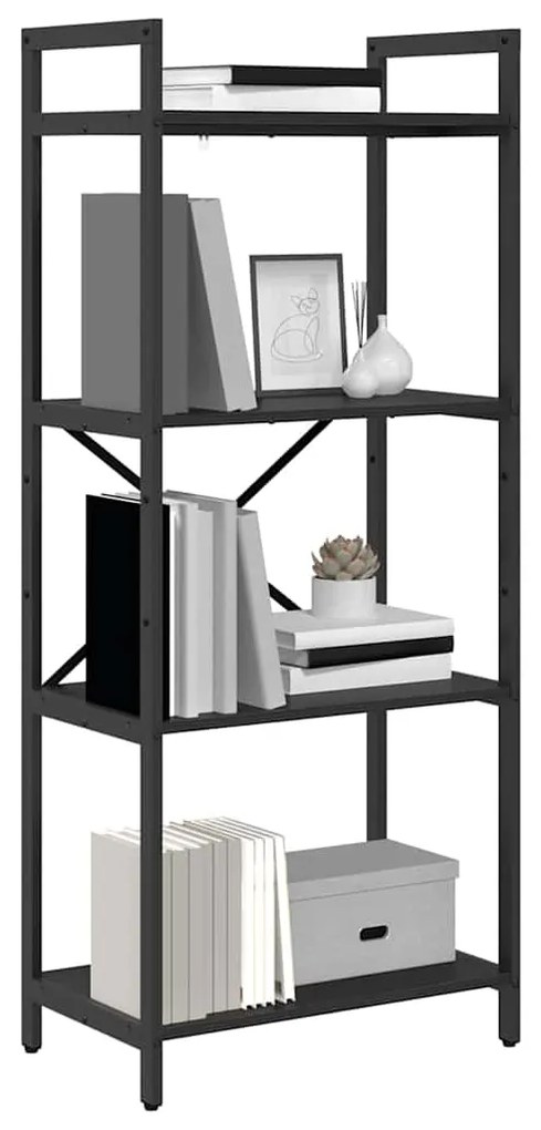 vidaXL Ράφι Βιβλίων Μαύρη Οξυά 56 x 34 x 133,5 εκ Επεξεργασμένο ξύλο