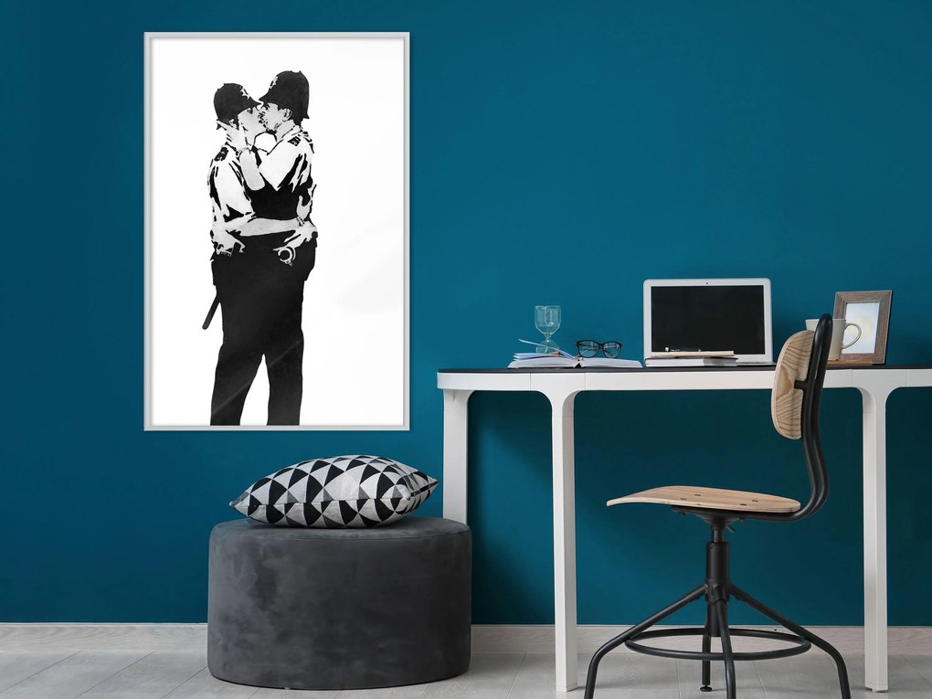 Αφίσα - Banksy: Kissing Coppers I - 20x30 - Χρυσό - Χωρίς πασπαρτού