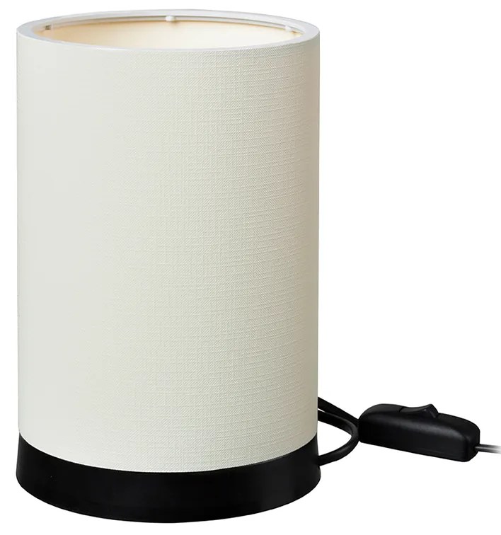 GloboStar® CYLINDER 203-0183 Μοντέρνο Επιτραπέζιο Φωτιστικό Μονόφωτο 1 x E27 IP20 Μαύρη Βάση με Λευκό Υφασμα - Μ14 x Π14 x Υ21cm
