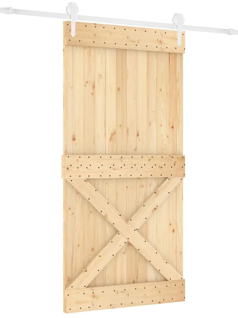 vidaXL Συρόμενη Μεσόπορτα με Μηχανισμό 100 x 210 εκ. Μασίφ Ξύλο Πεύκου