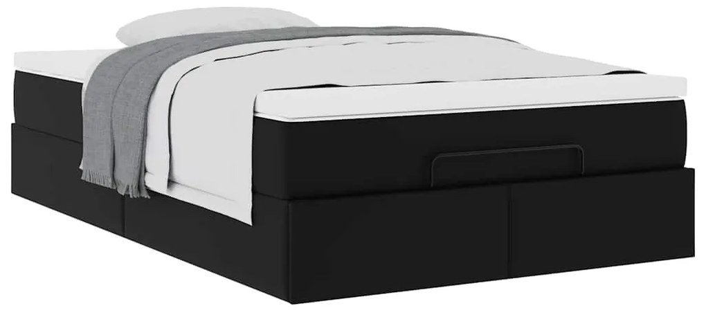 vidaXL Οθωμανικό κρεβάτι με στρώμα Μαύρο 120x200 cm Faux Leather