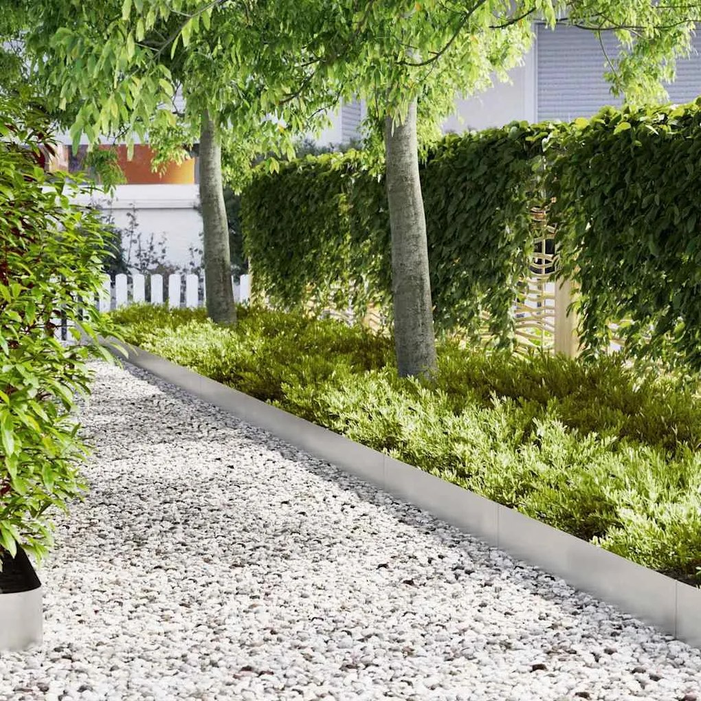 vidaXL Περιγράμματα γκαζόν 50 pcs Ασημί 100 x 0.5 x 20 εκ