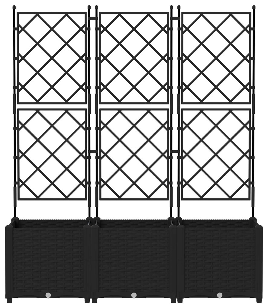 vidaXL Γλάστρα Κήπου με Τρέλλις 3 τμχ Μαύρη 120x40x143 εκ.