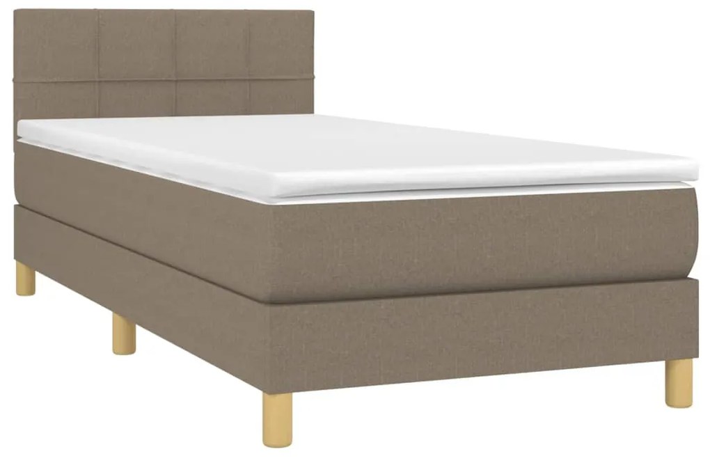 ΚΡΕΒΑΤΙ BOXSPRING ΜΕ ΣΤΡΩΜΑ &amp; LED TAUPE 90X190 ΕΚ. ΥΦΑΣΜΑΤΙΝΟ 3133681