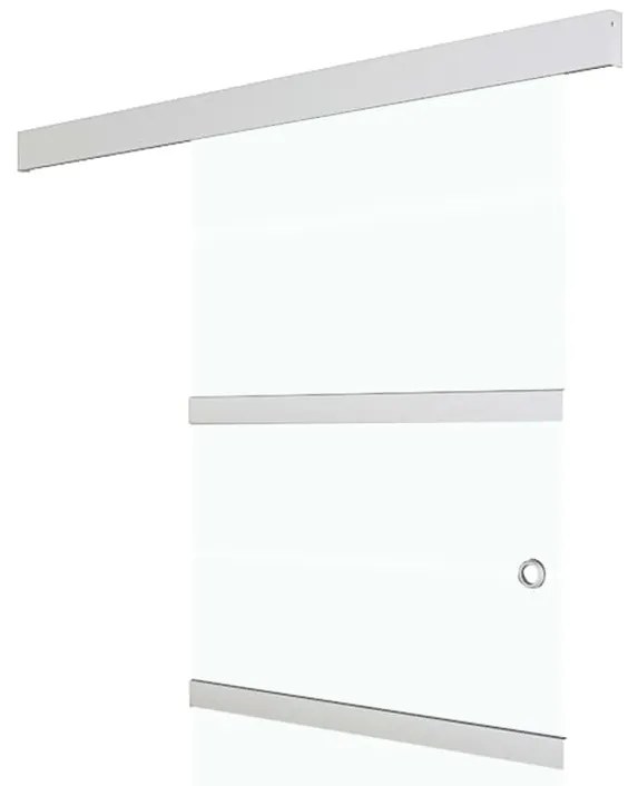vidaXL Συρόμενη Πόρτα Ασημί 76x205εκ. Γυαλί ESG/Αλουμίνιο Μαλακά Στοπ