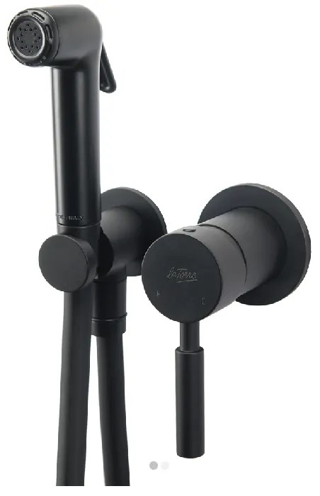 La Torre Flush Mix Black Brushed Μίκτης Εντοιχισμού 2 Οπών Με Ντουζάκι Shut-off