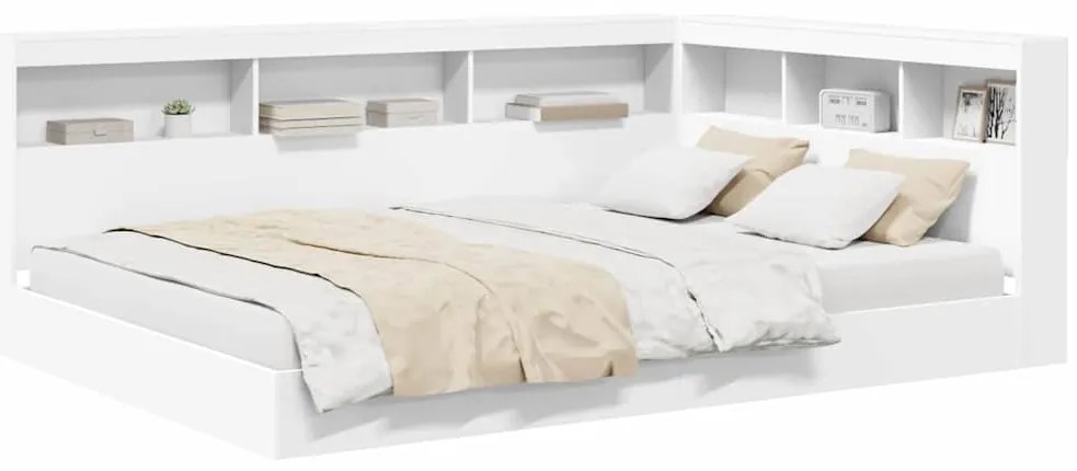 vidaXL Κρεβάτι Βιβλιοθήκης Λευκό 160 x 200 cm Επεξεργασμένο ξύλο