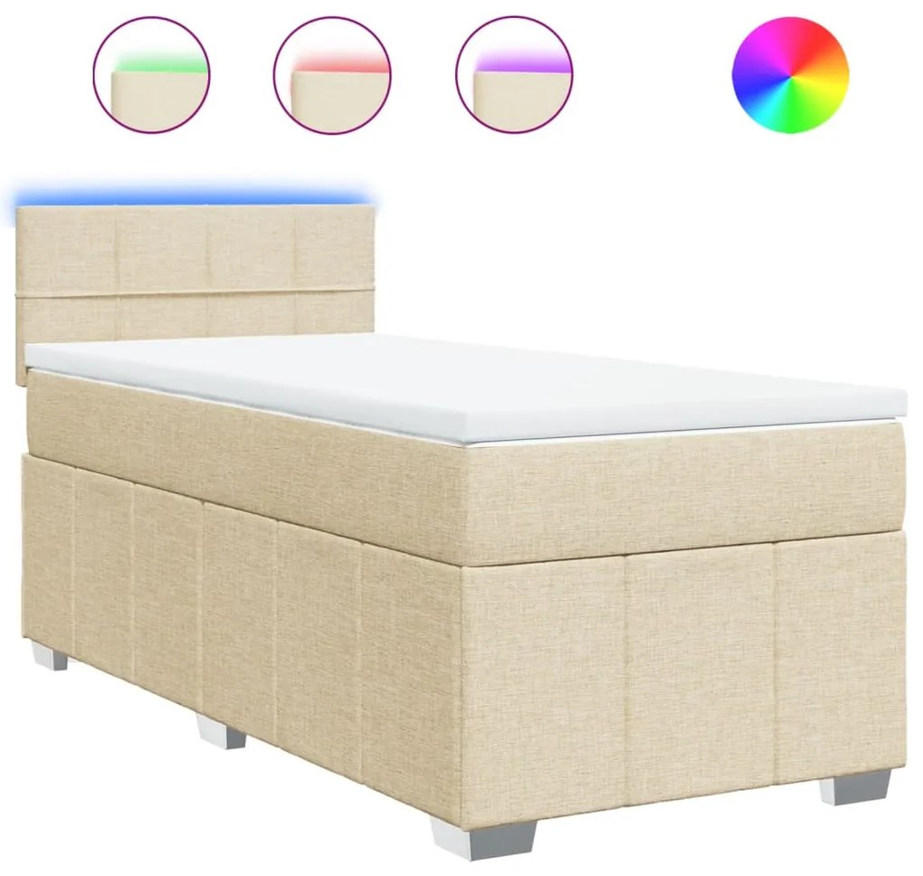 ΚΡΕΒΑΤΙ BOXSPRING ΜΕ ΣΤΡΩΜΑ ΚΡΕΜ 90X200 ΕΚ.ΥΦΑΣΜΑΤΙΝΟ 3289256