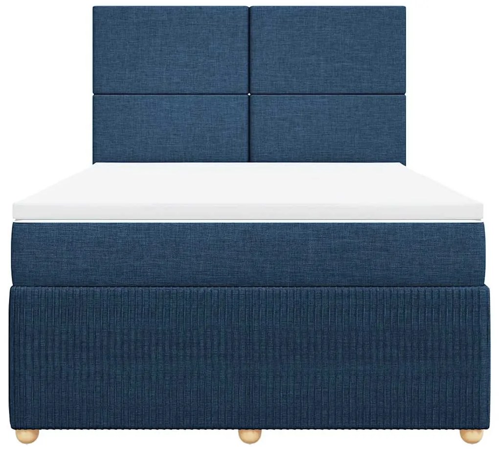 vidaXL Κρεβάτι Boxspring με Στρώμα Μπλε 140x200 εκ. Υφασμάτινο