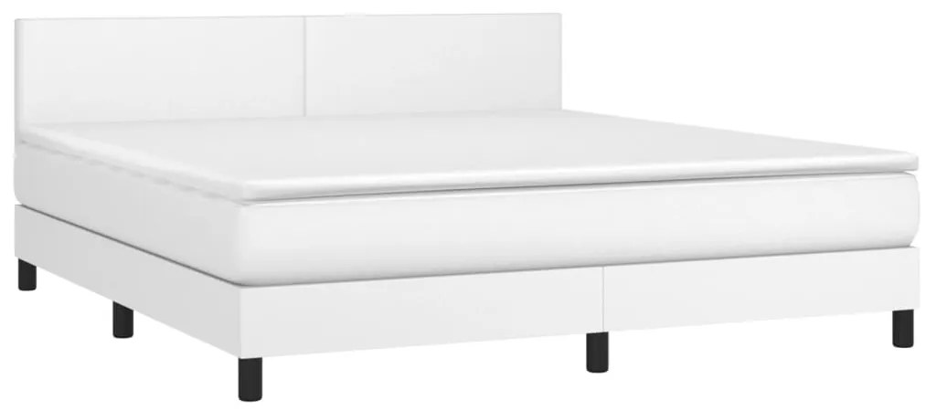 vidaXL Κρεβάτι Boxspring με Στρώμα &amp; LED Λευκό 180x200 εκ. Συνθ. Δέρμα