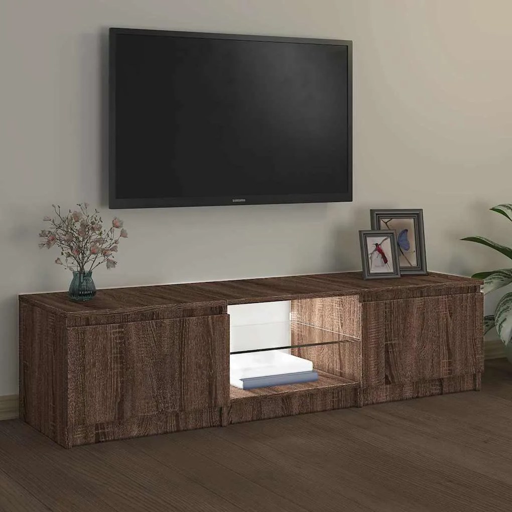 vidaXL Έπιπλο Τηλεόρασης με LED Καφέ δρυς 140x40x36 εκ.