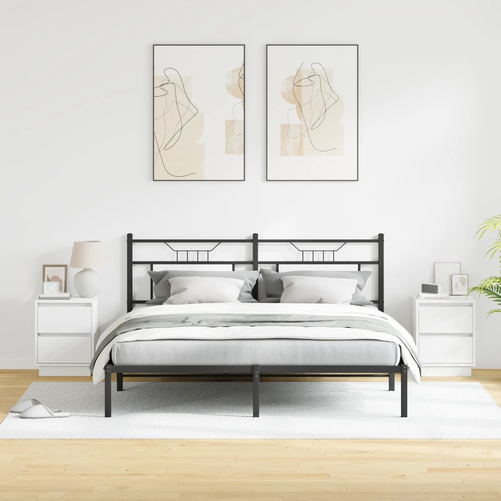 vidaXL Κομοδίνα με LED Φώτα 2 τεμ Λευκό 39x34.5x50 εκ.