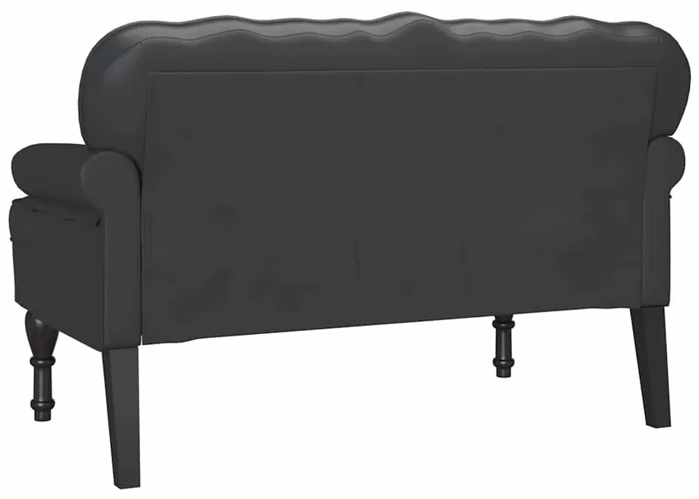 vidaXL Καναπές Chesterfield Μαύρο 119.5 x 64.5 x 75 εκ. Τεχνητό Δέρμα