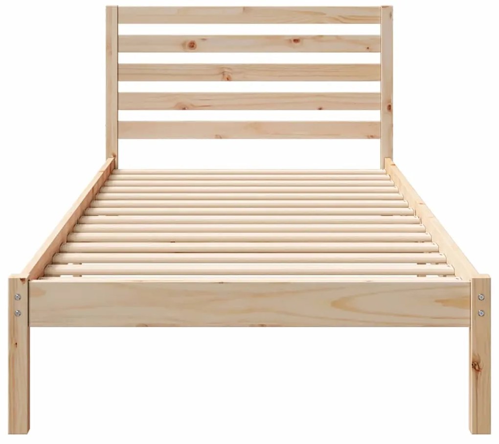 vidaXL Σκελετός Κρεβατιού Καφέ 90 x 220 cm Στερεά ξυλεία πεύκου