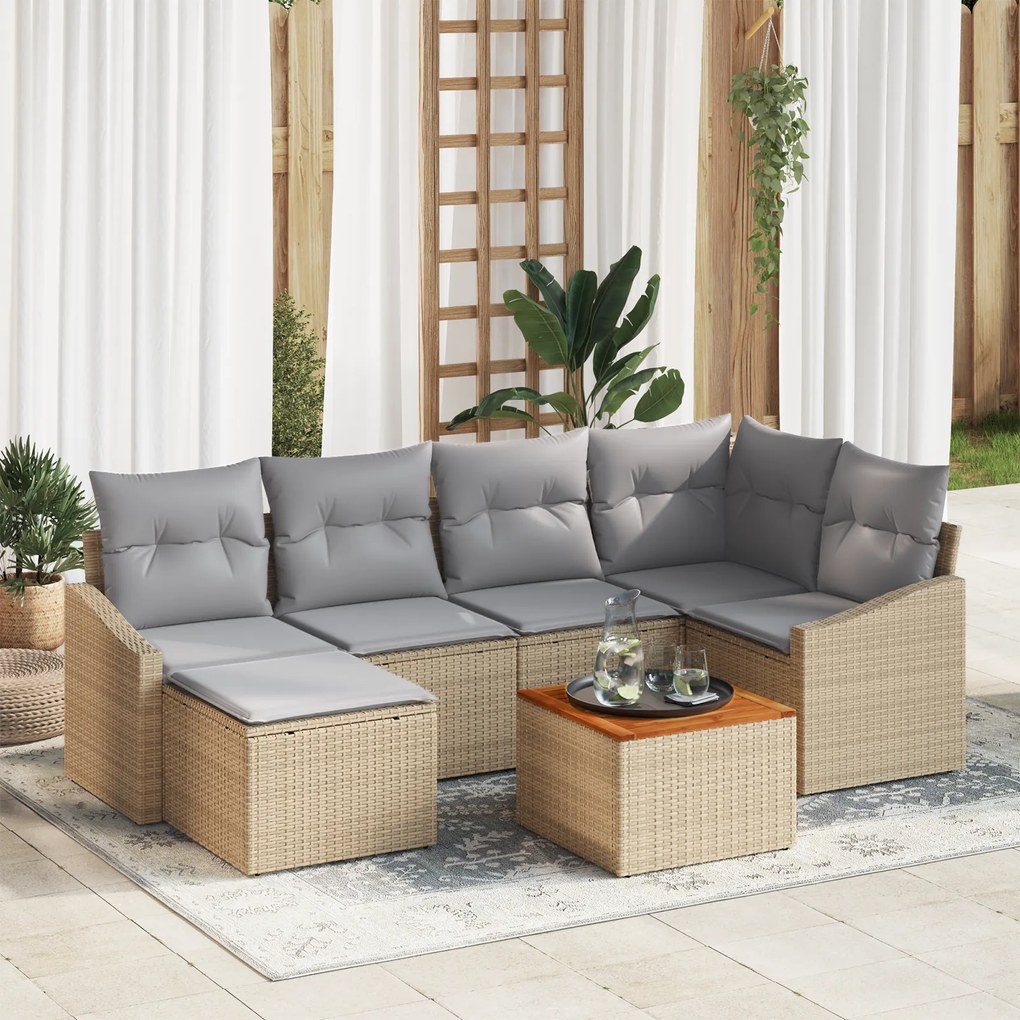 vidaXL Σετ Κήπου 7 pcs Beige, ανοιχτό γκρι 55 x 55 x 37 εκ