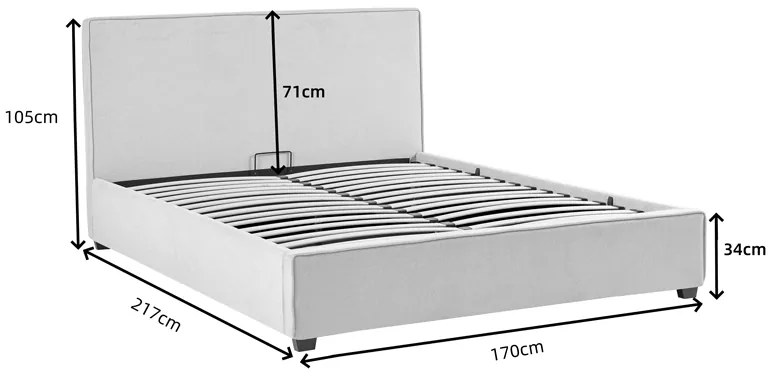 Κρεβάτι διπλό Bedka pakoworld ύφασμα γκρι με αποθηκευτικο χώρο160x200εκ