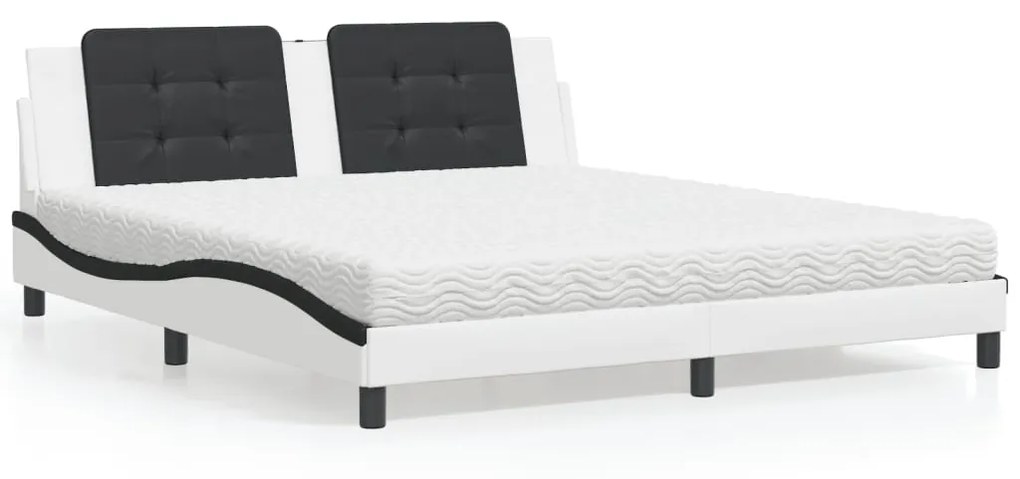 Κρεβάτι με Στρώμα Zadar Μαύρο/Λευκό 180x200 εκ. από Συνθετικό Δέρμα